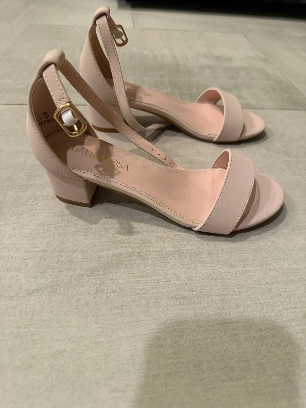 Kids Blush Pink Ankle-Strap Sandals